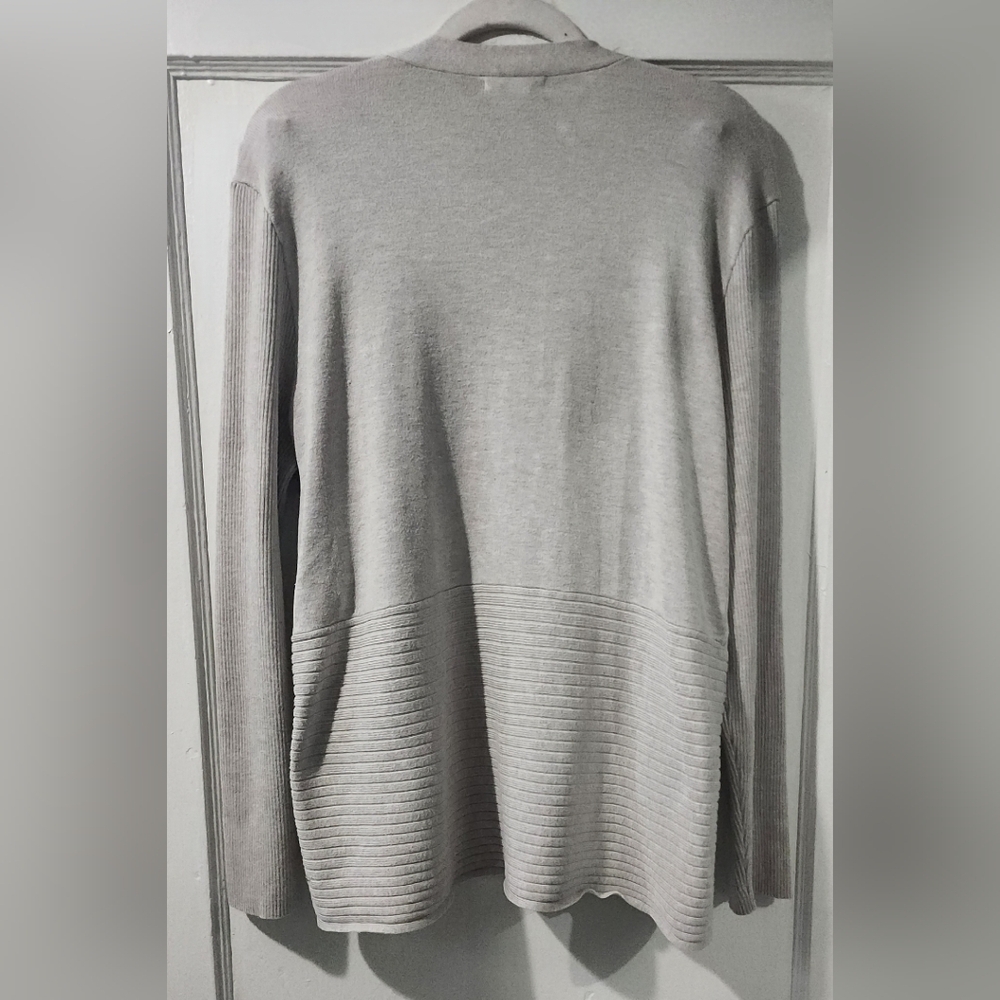 Open-Front Ribbed Cardigan - Cream - Picture 2 of 3